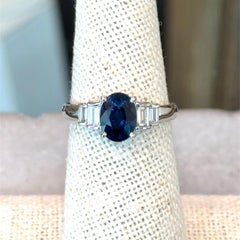 Stunning 2.03CT Blue Sapphire & Diamond Platinum Ring GIA