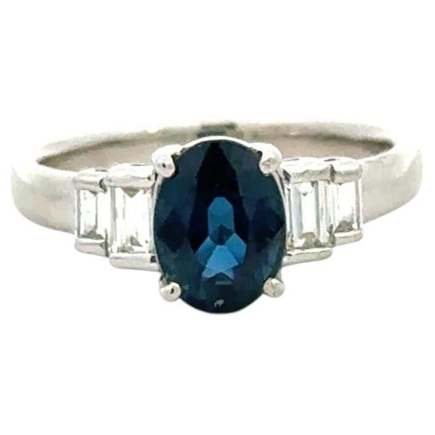 Stunning 2.03CT Blue Sapphire & Diamond Platinum Ring GIA