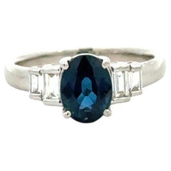 Stunning 2.03CT Blue Sapphire & Diamond Platinum Ring GIA