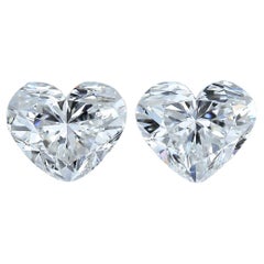 Stunning 2.03ct Double Excellent Ideal Cut Pair of Heart-Shaped Diamonds - GIA