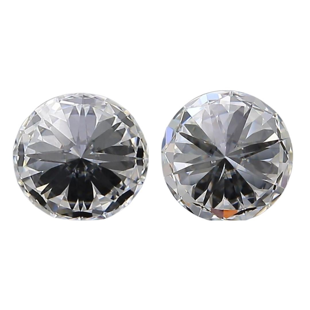 Stunning 2.05ct Triple Excellent Ideal Cut Pair of Round Diamonds -GIA Certified 1