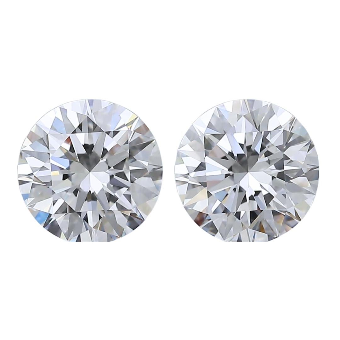 Stunning 2.05ct Triple Excellent Ideal Cut Pair of Round Diamonds -GIA Certified 3
