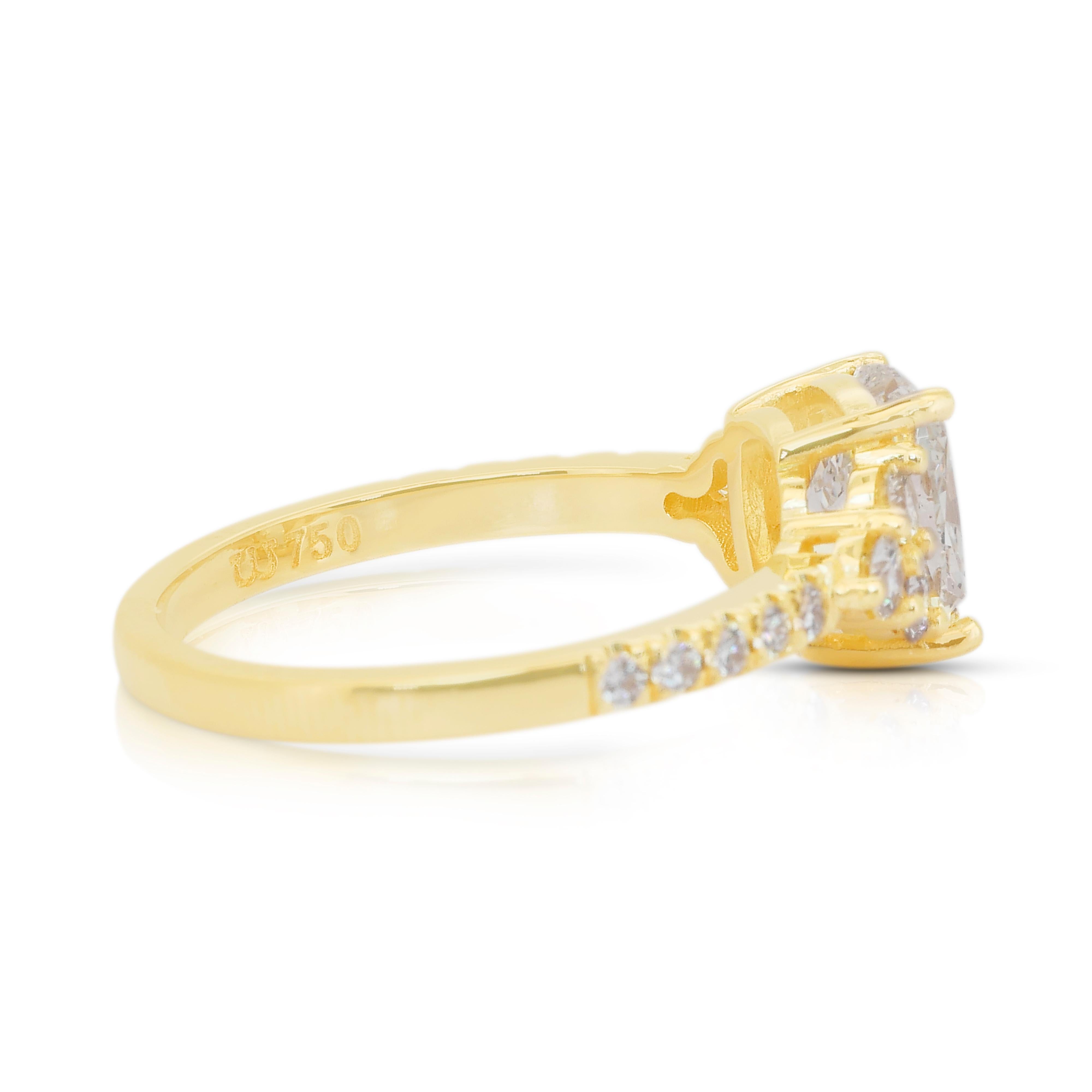 Superbe bague en or jaune 18 carats avec pavé de 2,06 ct de diamants - certifié IGI Neuf - En vente à רמת גן, IL