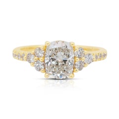 Superbe bague en or jaune 18 carats avec pavé de 2,06 ct de diamants - certifié IGI
