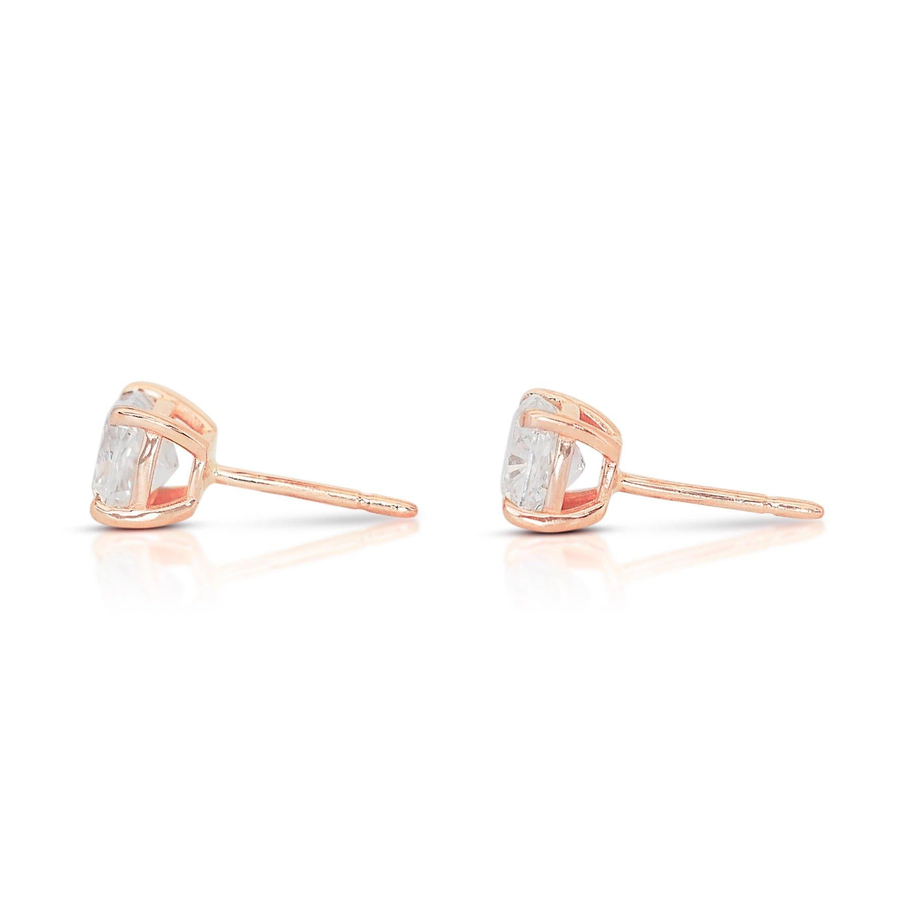 Stunning 2.06ct Double Excellent Ideal Cut Diamonds Stud Earrings In New Condition In רמת גן, IL
