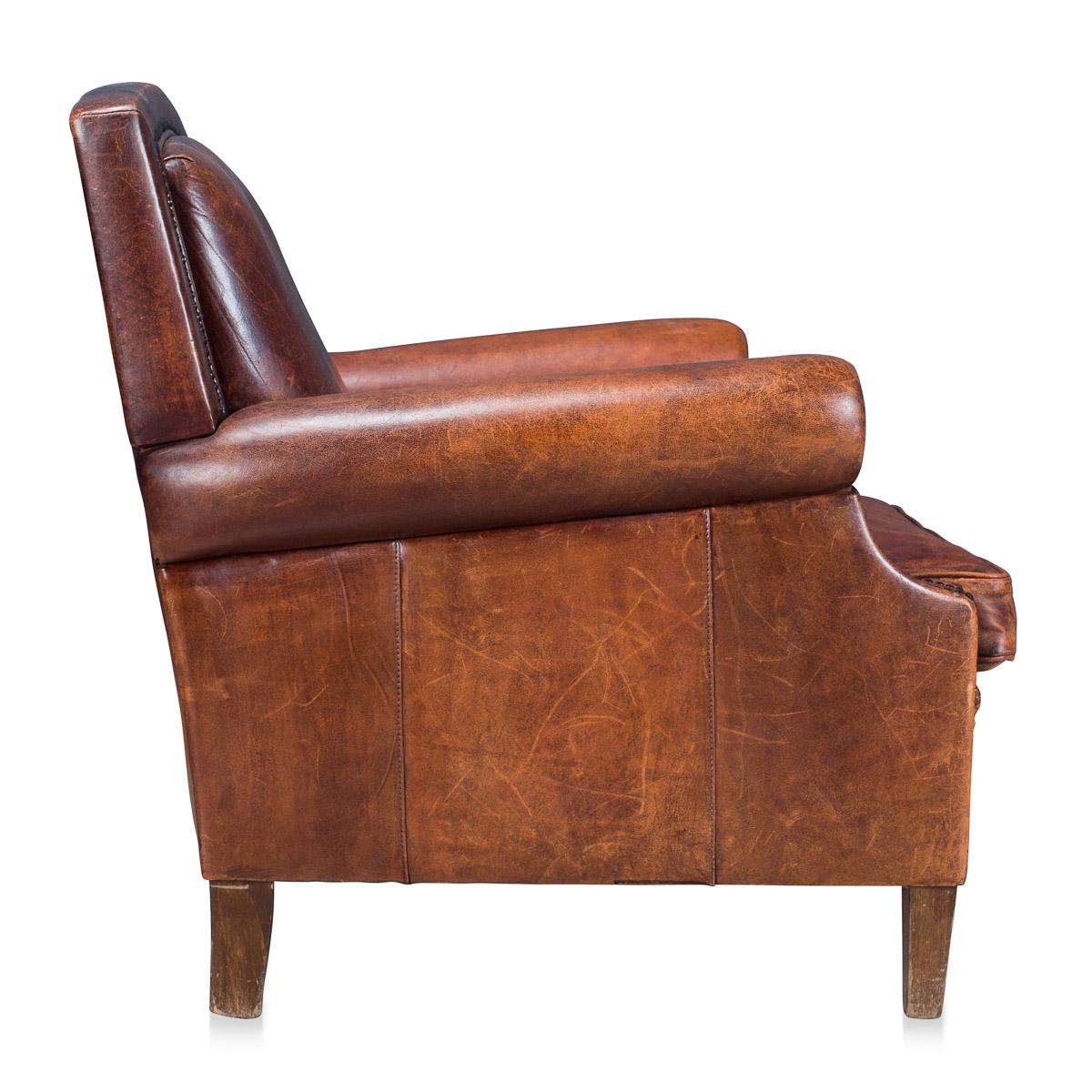Stunning 20th Century Dutch Sheepskin Leather Armchair, circa 1980 2