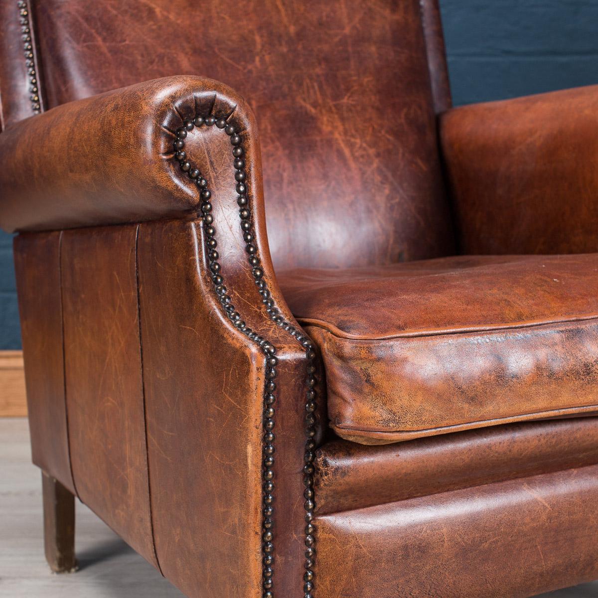 Stunning 20th Century Dutch Sheepskin Leather Armchair, circa 1980 3