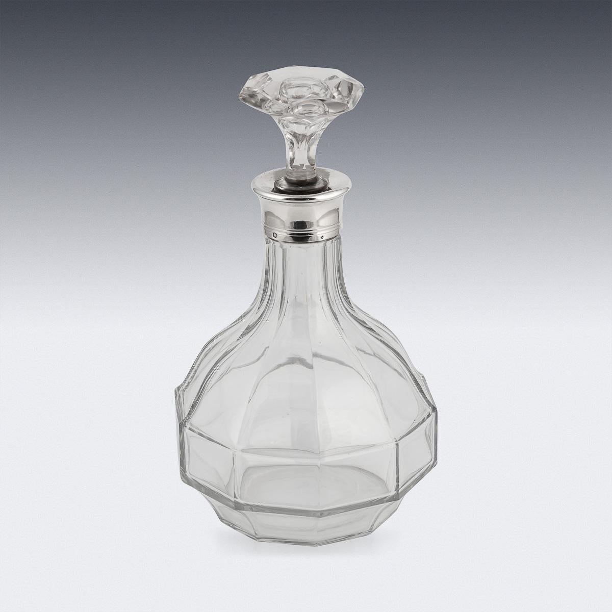 Atemberaubende 20. Jahrhundert Französisch massivem Silber & geschliffenem Glas Dekanter (Sonstiges) im Angebot