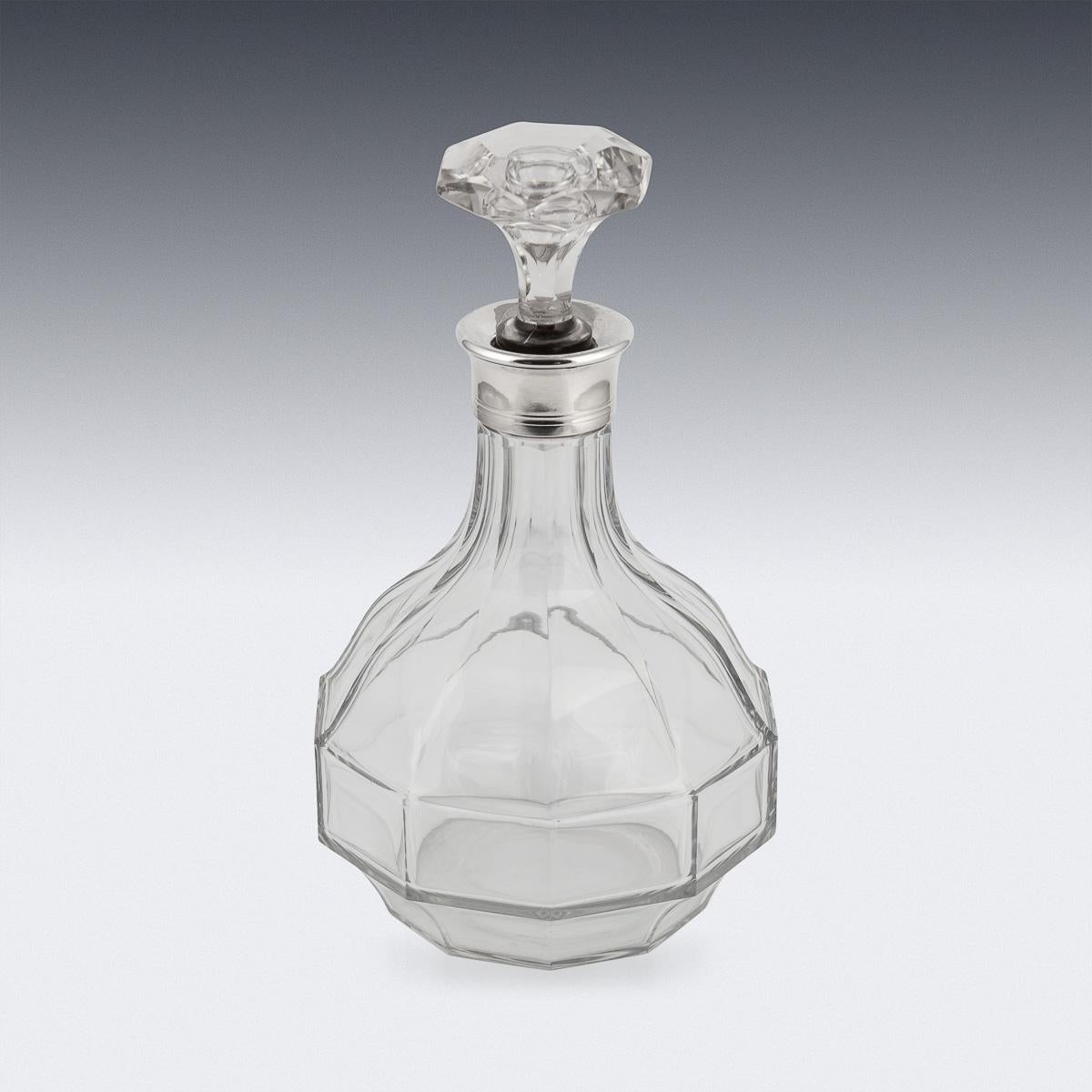 Atemberaubende 20. Jahrhundert Französisch massivem Silber & geschliffenem Glas Dekanter im Zustand „Gut“ im Angebot in Royal Tunbridge Wells, Kent