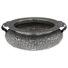 Stunning 20th Century Indian Hathras Solid Silver Large Decorative Bowl