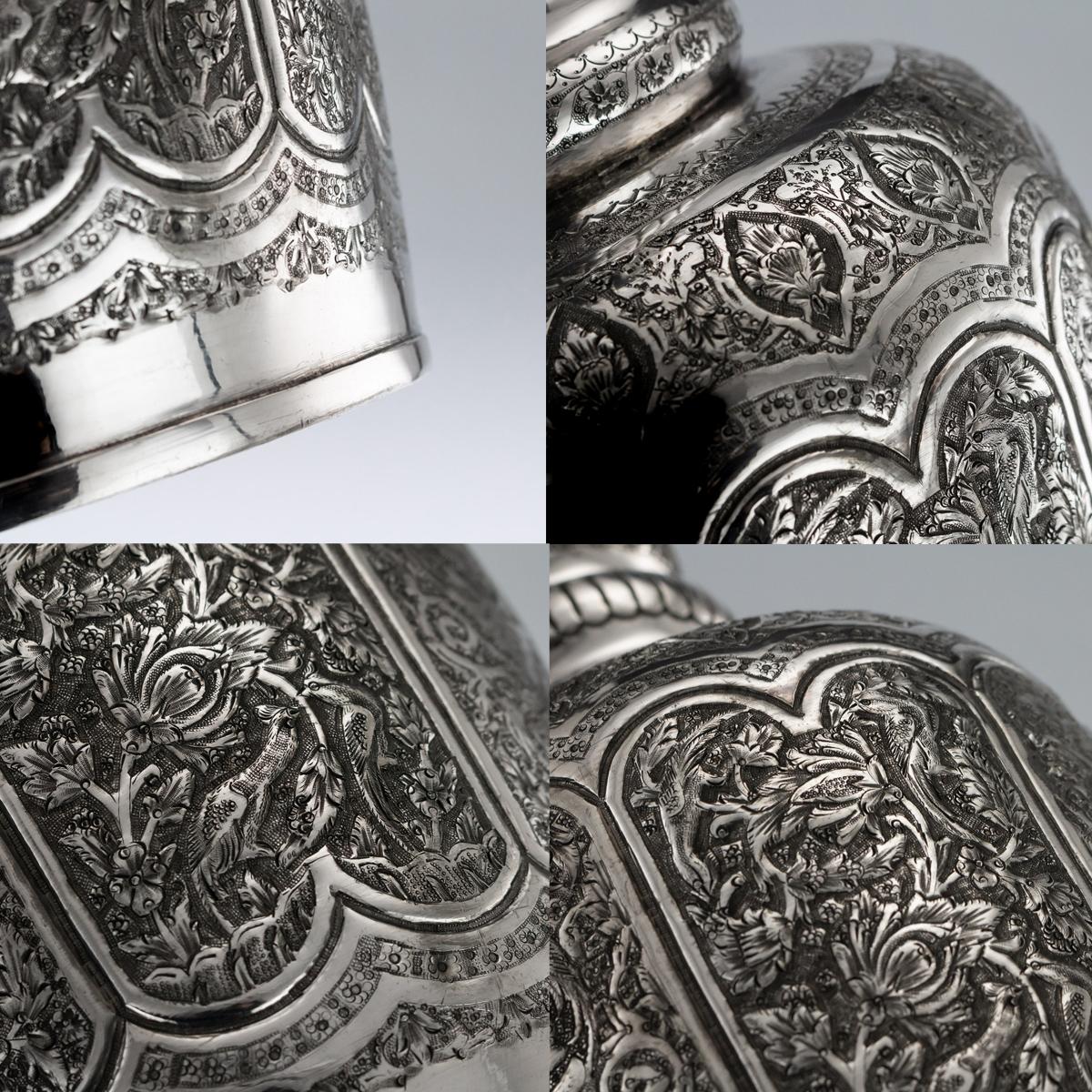 Stunning 20th Century Persian Massive Solid Silver Repousse Decanter, circa 1950 6