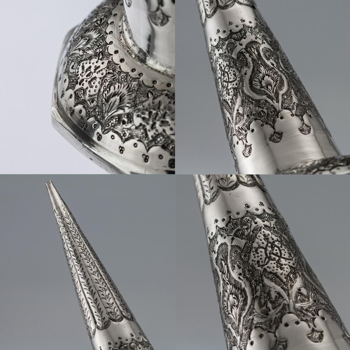 Stunning 20th Century Persian Massive Solid Silver Repousse Decanter, circa 1950 3