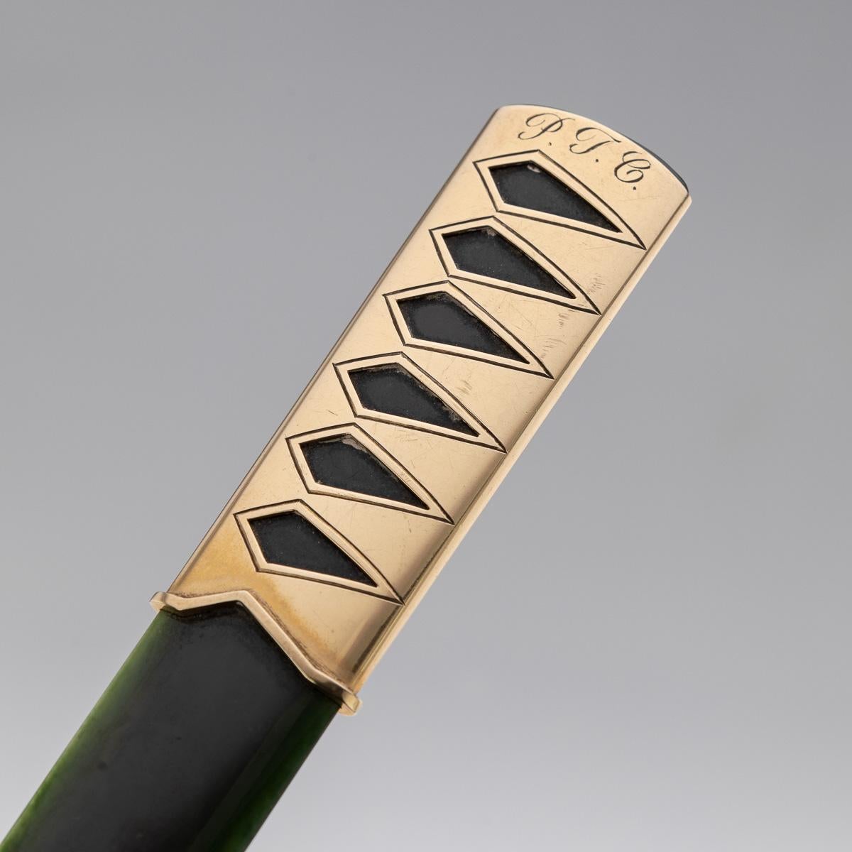 Atemberaubender Brieföffner aus 9 Karat Gold und Nephrit von Asprey & Co aus dem 20. Jahrhundert, London um 1971 im Angebot 2