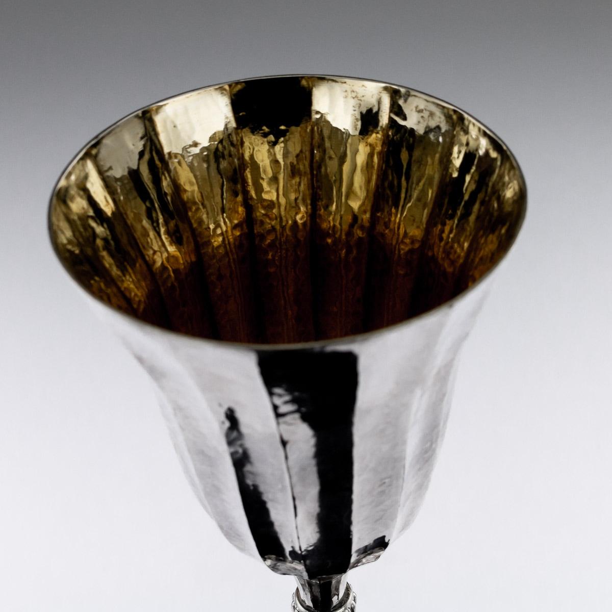 Stunning Buccellati Solid Silver Large Goblets in Original Case, circa 1980 5