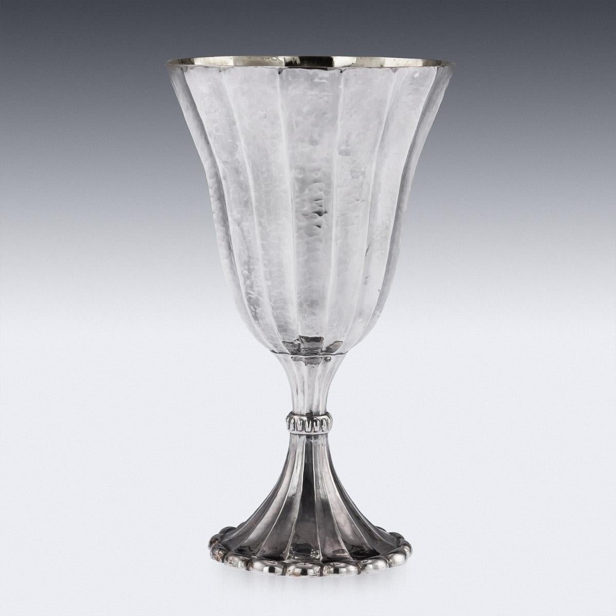 Stunning Buccellati Solid Silver Large Goblets in Original Case, circa 1980 In Good Condition In Royal Tunbridge Wells, Kent