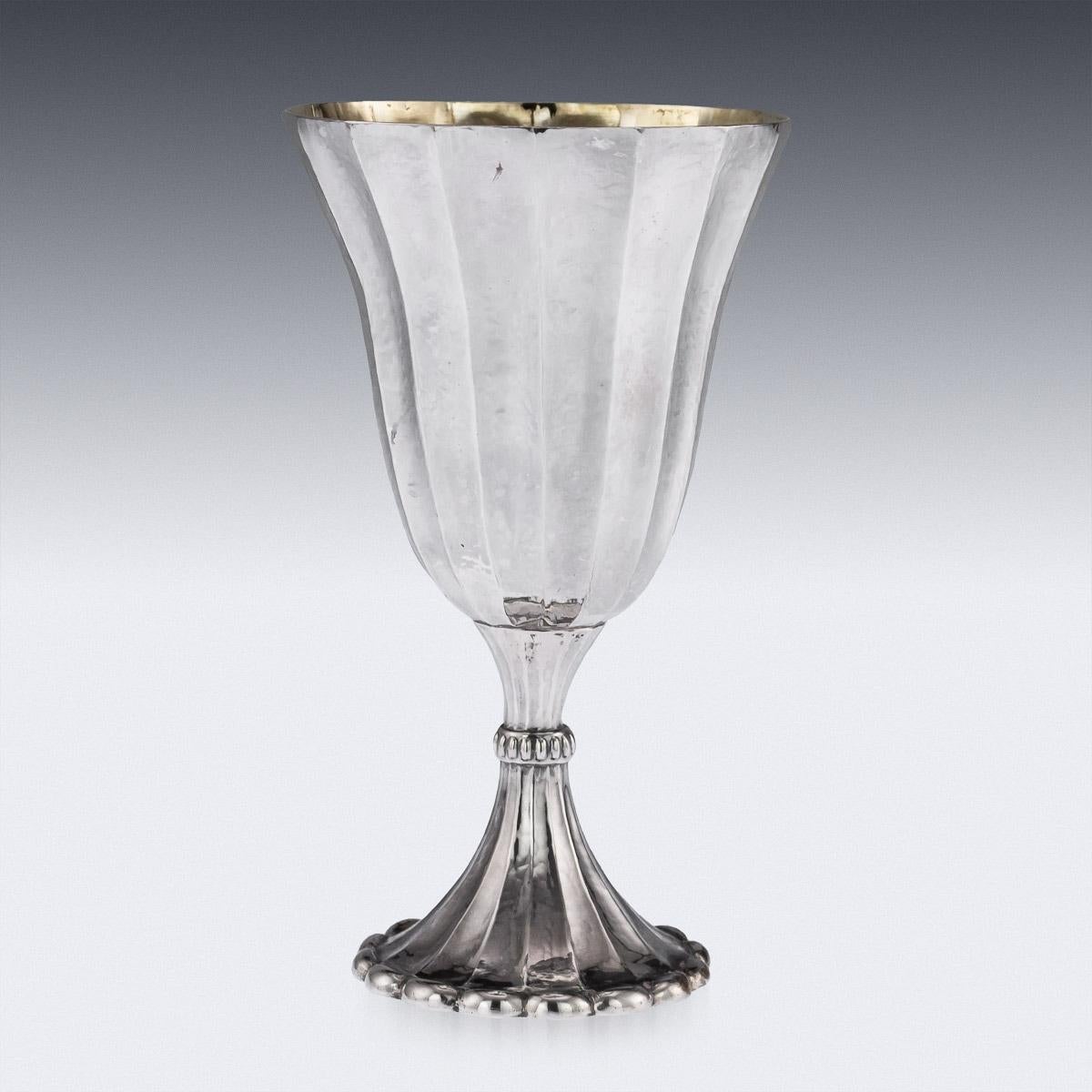 20th Century Stunning Buccellati Solid Silver Large Goblets in Original Case, circa 1980