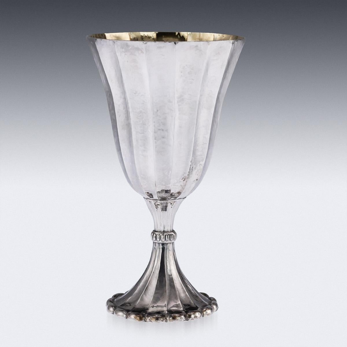 Stunning Buccellati Solid Silver Large Goblets in Original Case, circa 1980 1