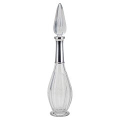 Impresionante decantador francés Art Decó de plata maciza y cristal de Baccarat c.1920