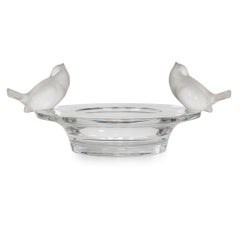 Stunning 20thC French Lalique Crystal Bowl "Deux Moineaux Moqueurs" c.1990