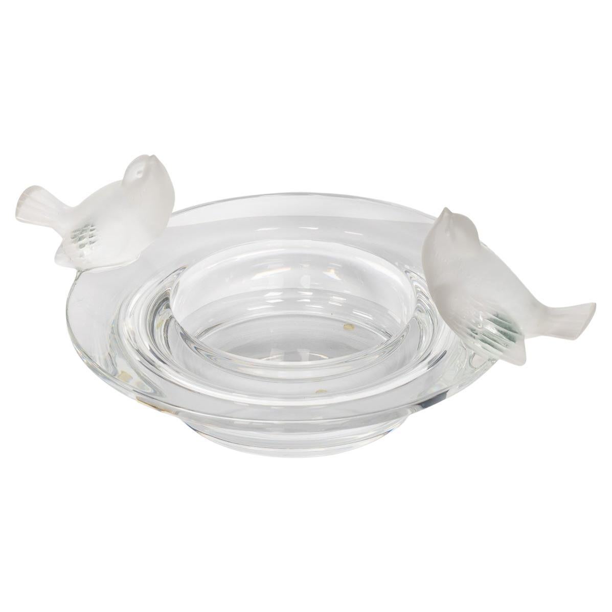 Stunning 20thC French Lalique Crystal Bowl "Deux Moineaux Moqueurs" c.1990 For Sale