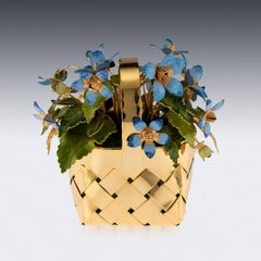 Stunning French Silver-Gilt and Enamel Basket of Flowers by Cartier, circa 1960