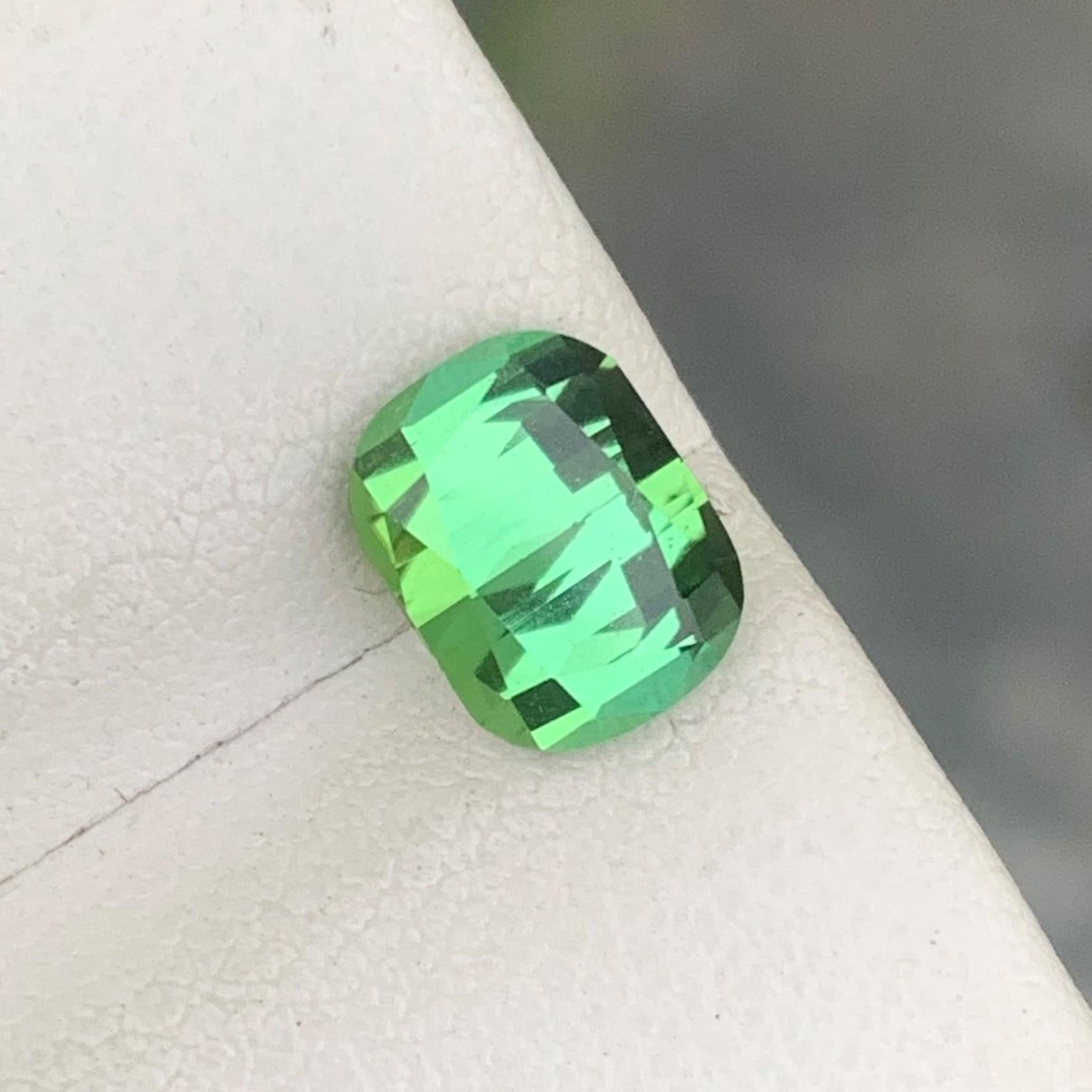 Gemstone Type : Tourmaline
Weight : 2.10 Carats
Dimensions : 8.1x6.3x5.1 Mm
Origin : Kunar Afghanistan
Clarity : Eye Clean
Shape: Cushion
Color: Green
Certificate: On Demand
Basically, mint tourmalines are tourmalines with pastel hues of light green