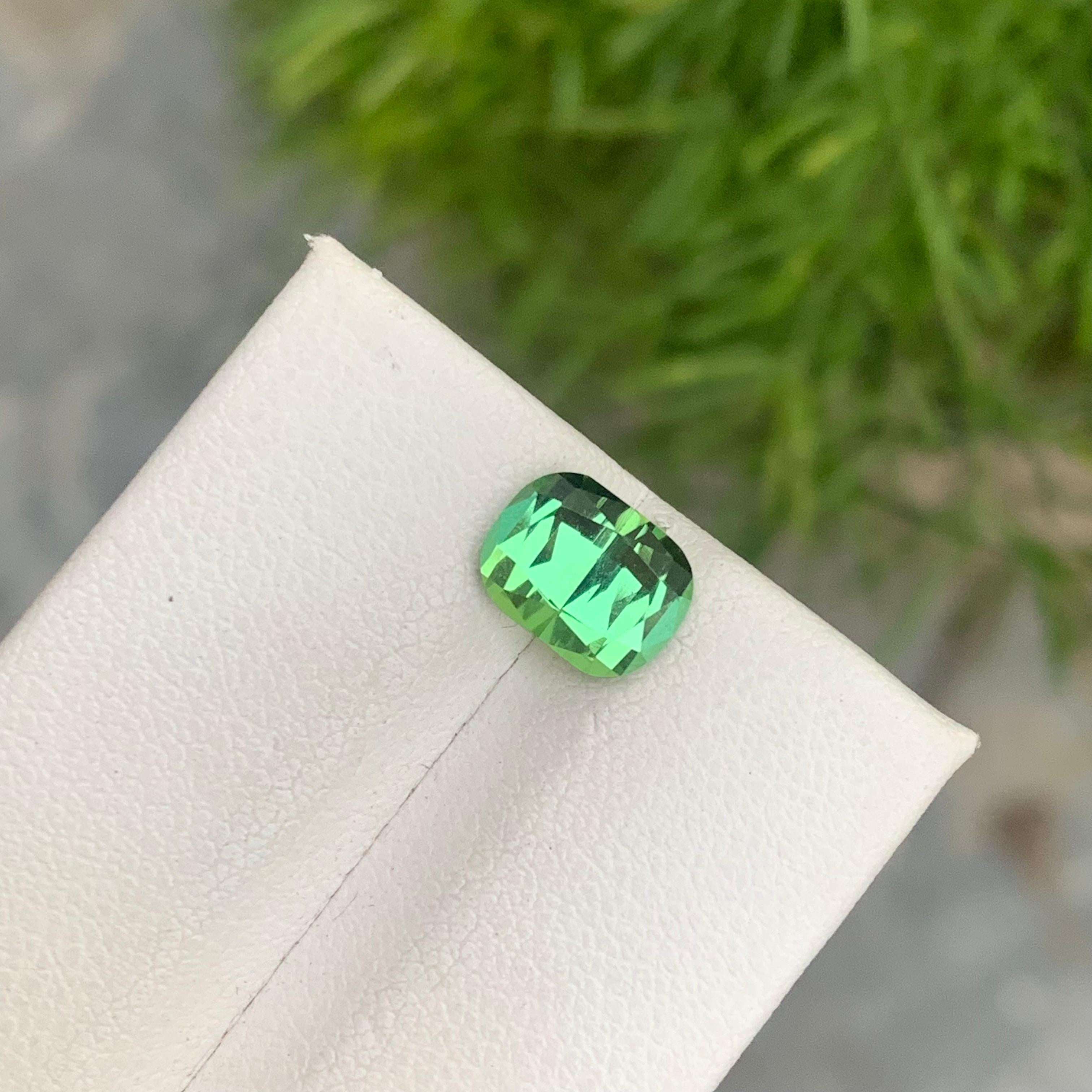 Stunning 2.10 Carat Natural Loose Mint Green Afghan Tourmaline Cushion Shape In New Condition For Sale In Peshawar, PK