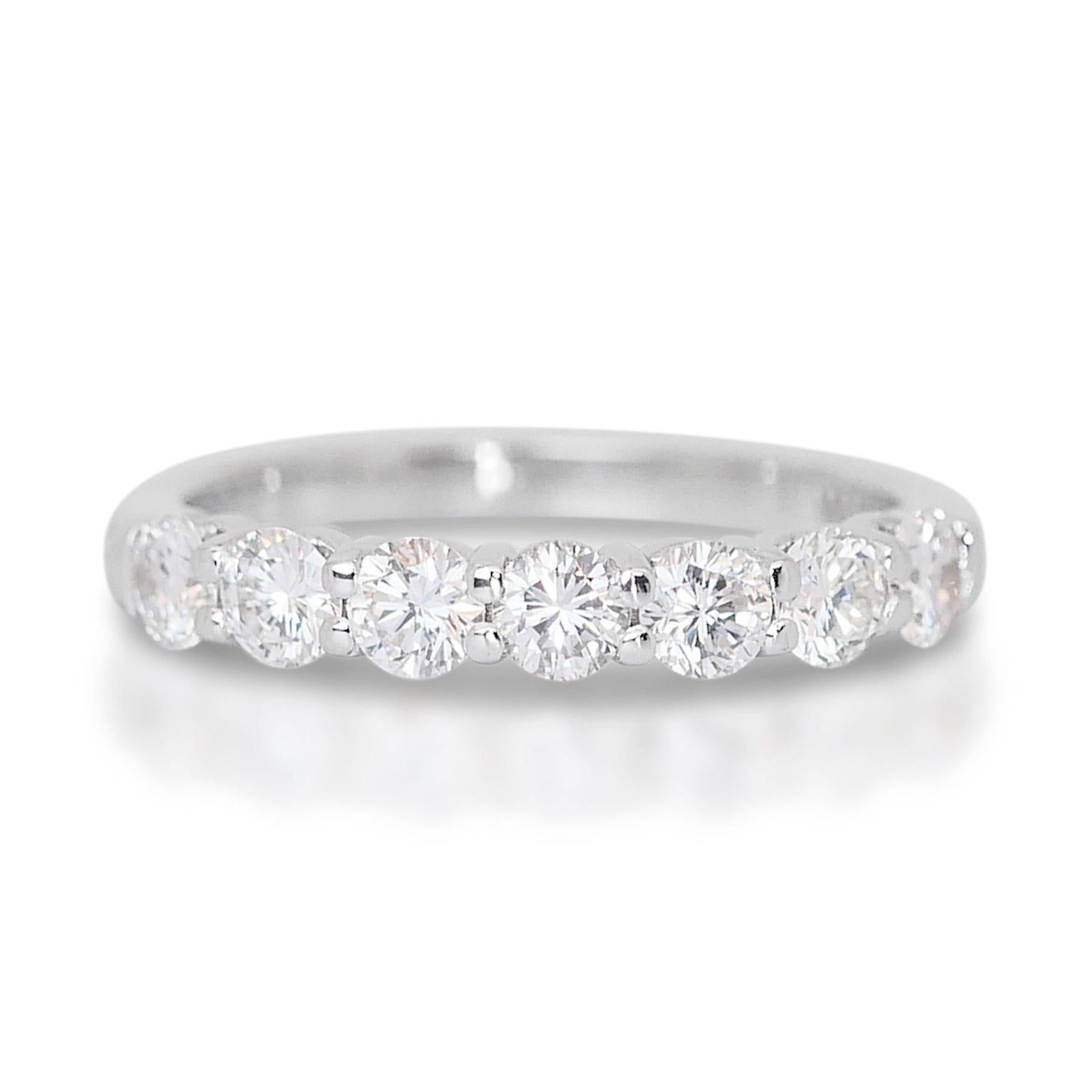 Stunning 2.10ct Diamonds 7-Stone Ring in 18k White Gold - GIA Certified 2