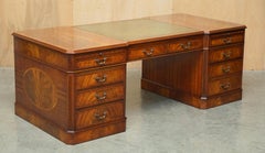 STUNNING 212 X 100CM FLAMED HARDWOOD SHERATON REVIVAL TWiN PEDESTAL PARTNER DESK