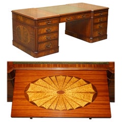 Stunning 212 X 100CM FLAmé HARDWOOD SHERATON REVIVAL TWiN PEDESTAL PARTNER DEsk