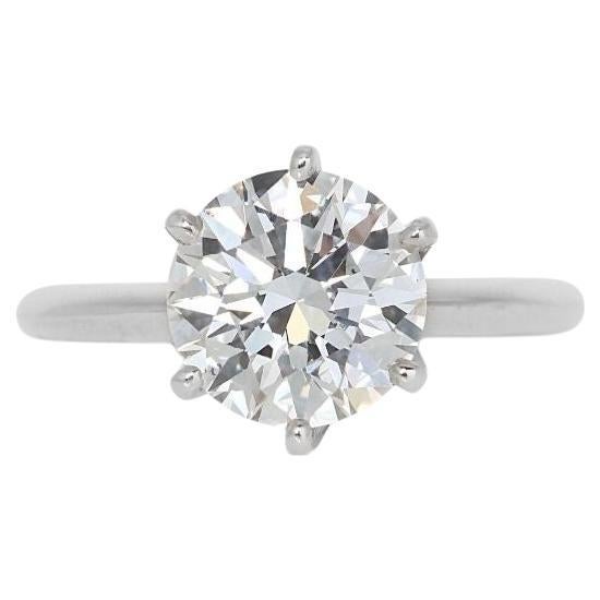 Stunning 2.15 Carat Round Brilliant Diamond Solitaire Ring For Sale