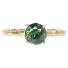 Stunning 2.1ct Green Parti Sapphire Solitaire 14K Yellow Gold Engagement Ring