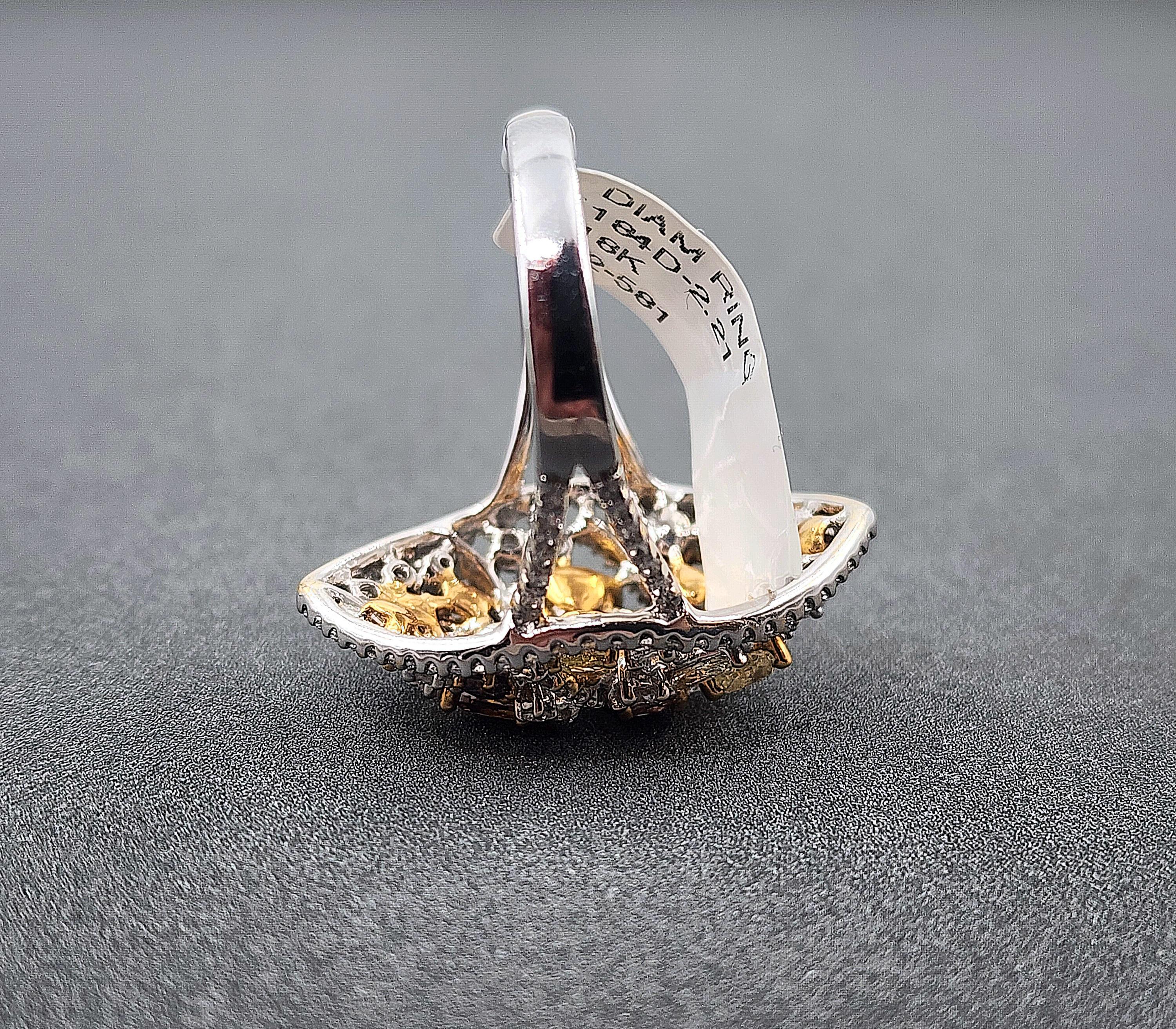 2,21 ct natürlicher brauner, gelber und pinker Diamantring im Angebot 1