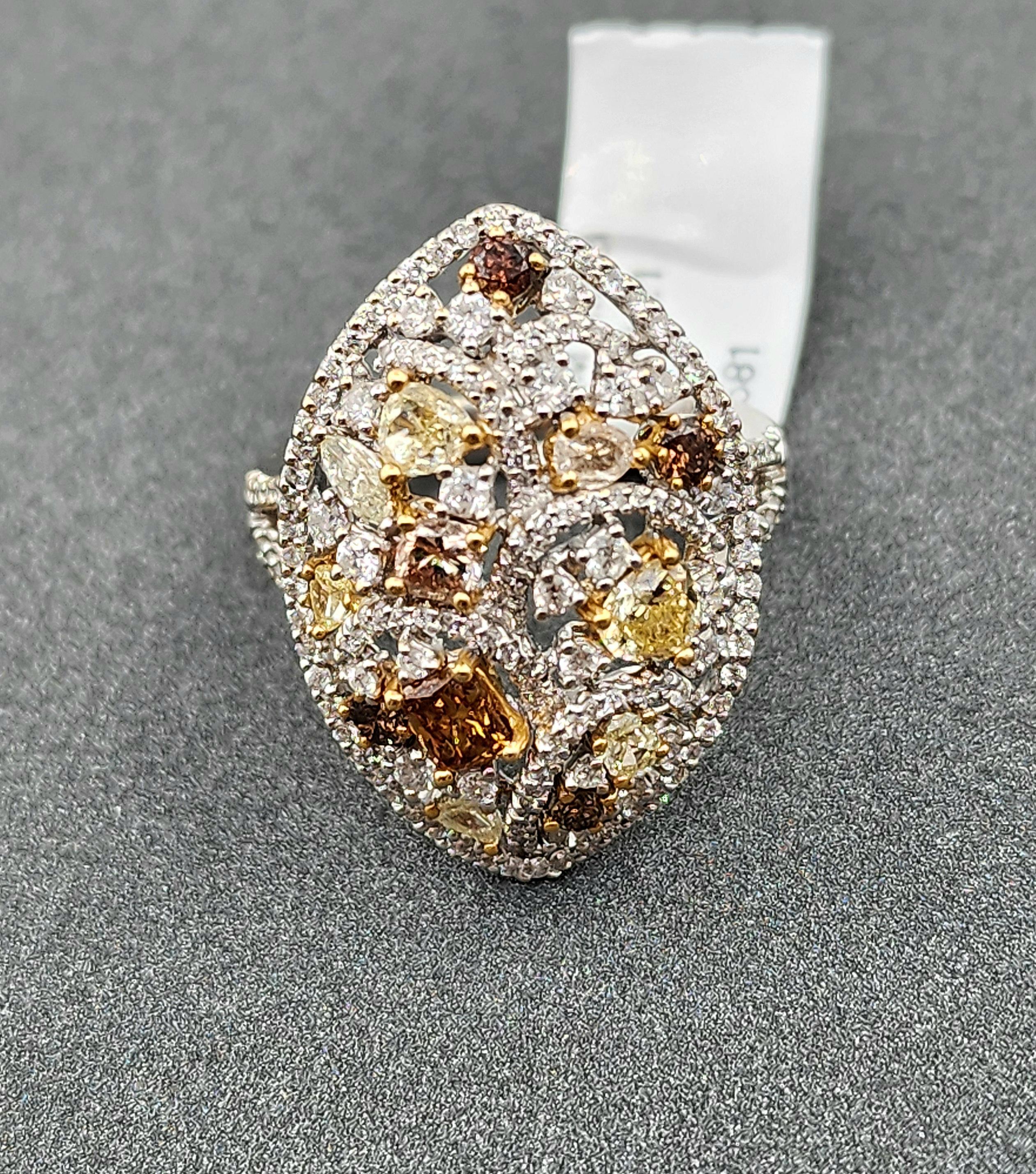 2,21 ct natürlicher brauner, gelber und pinker Diamantring im Angebot 2