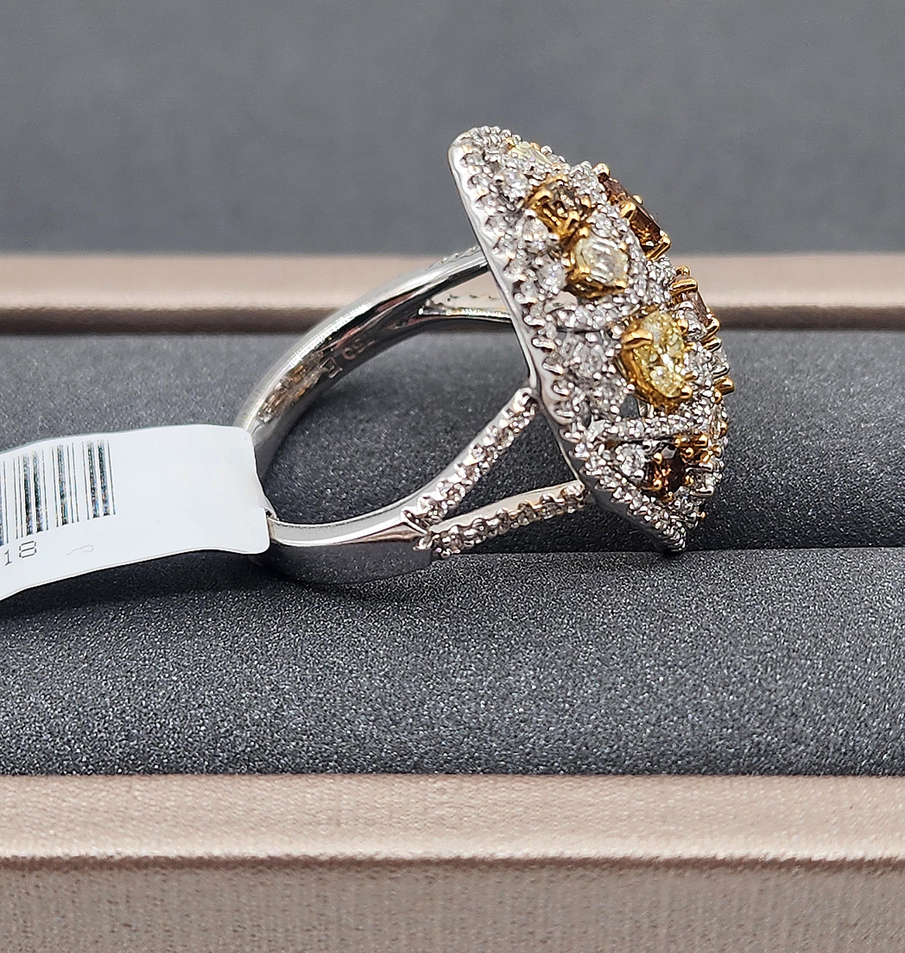 2,21 ct natürlicher brauner, gelber und pinker Diamantring im Angebot 3