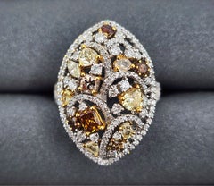 Anello con diamante naturale marrone, giallo e rosa da 2,21 carati