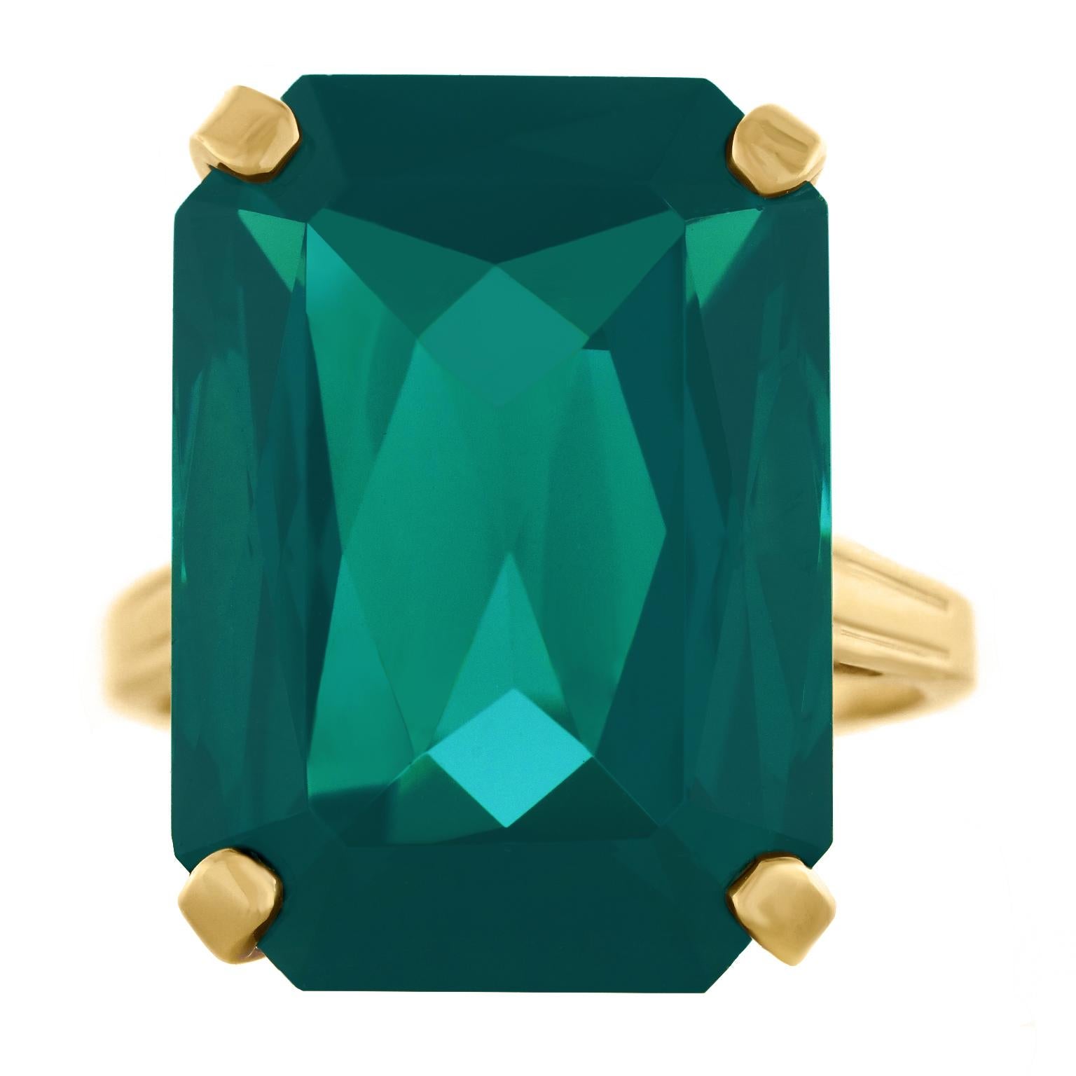 Emerald Cut Stunning 22.25ct Blue-Green Tourmaline Ring