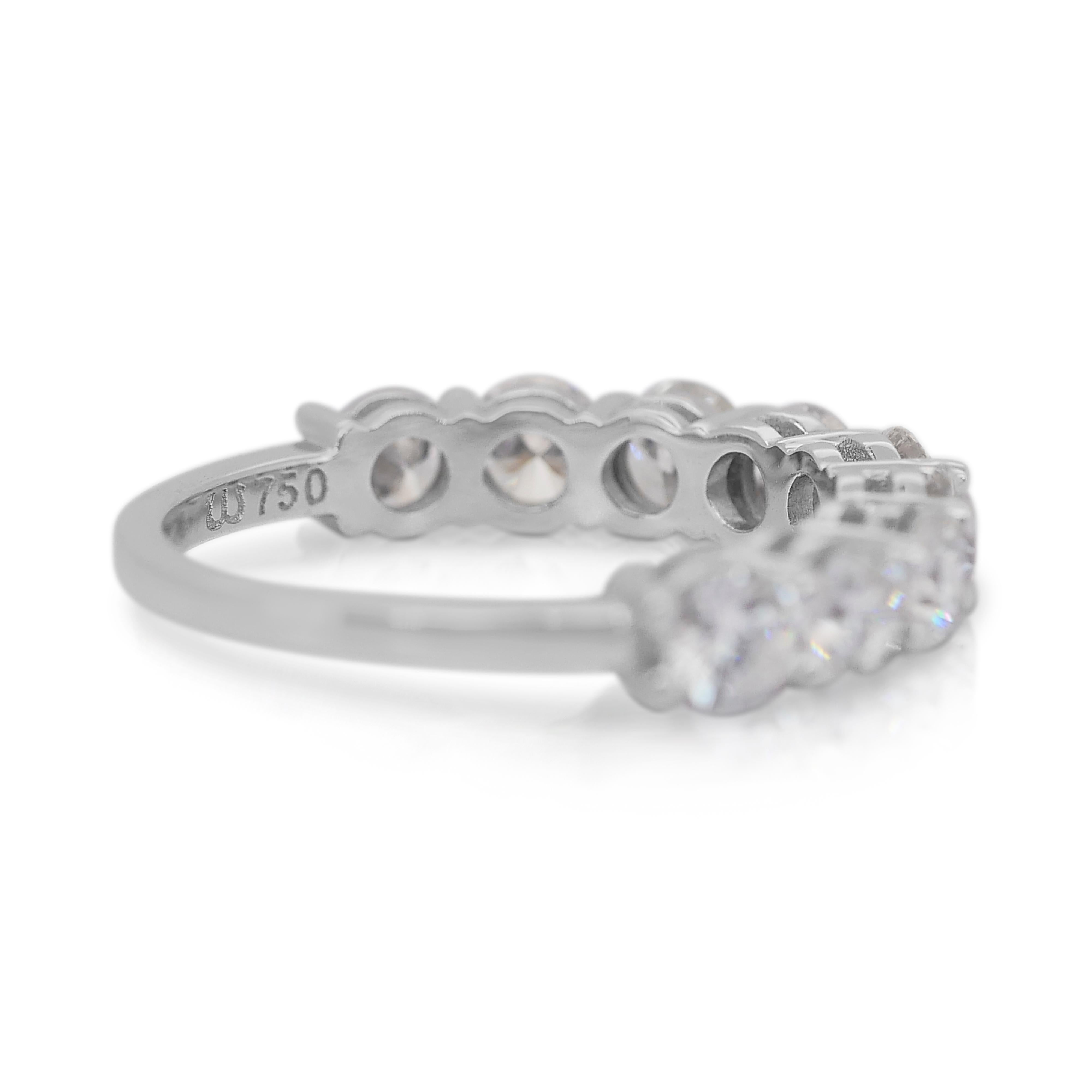 Round Cut Stunning 2.23ct Diamonds Half-Eternity Ring in 18k White Gold - IGI Certified