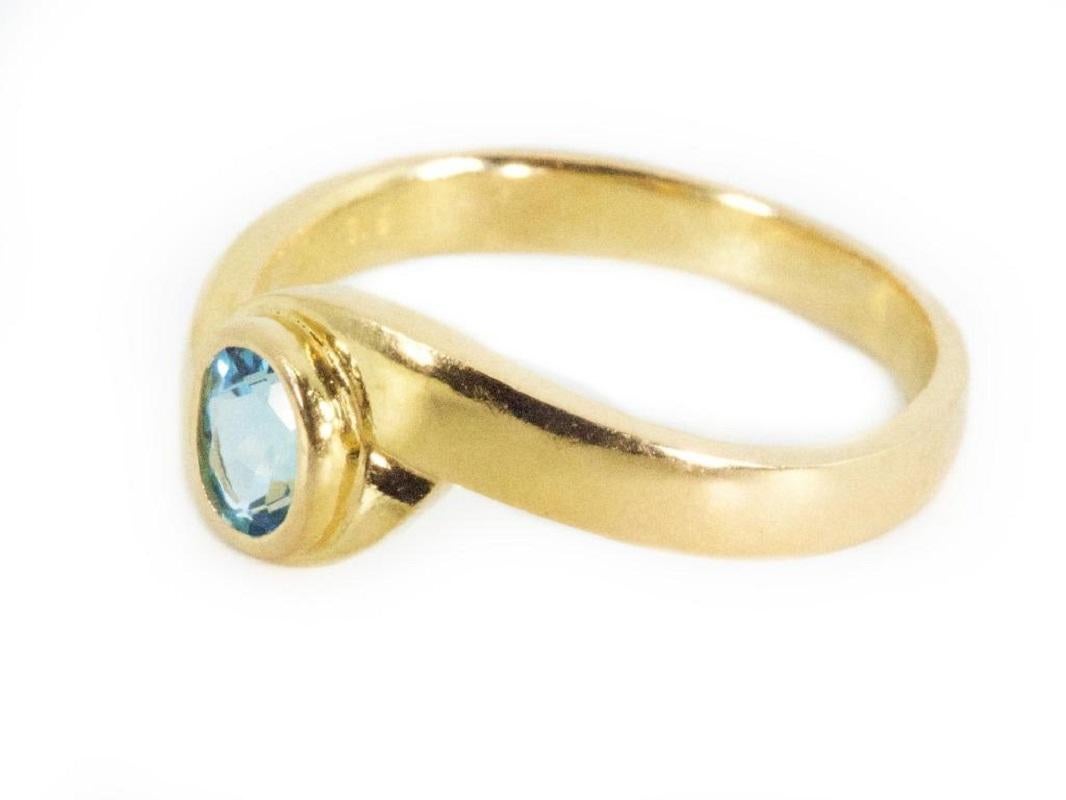 Stunning 22K Yellow Gold Oval Solitaire Ring with 0.45 Ct Natural Blue Topaz 1
