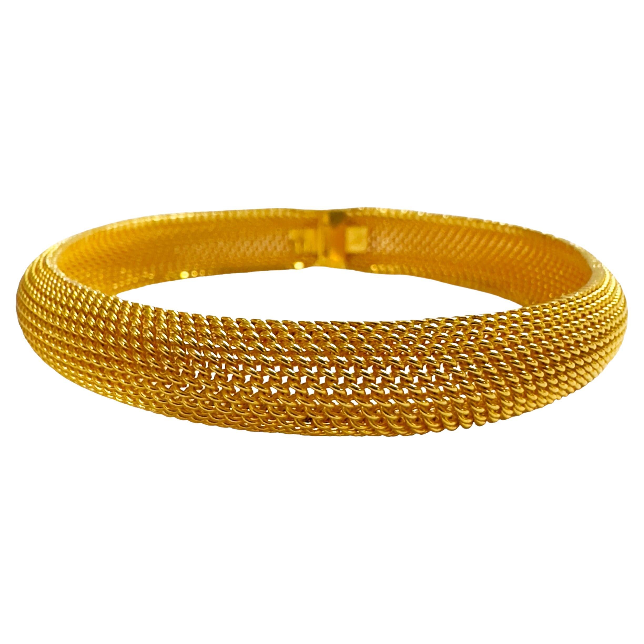 Stunning 22K Yellow Gold Woven Caviar Bracelet 30.59 Grams For Sale
