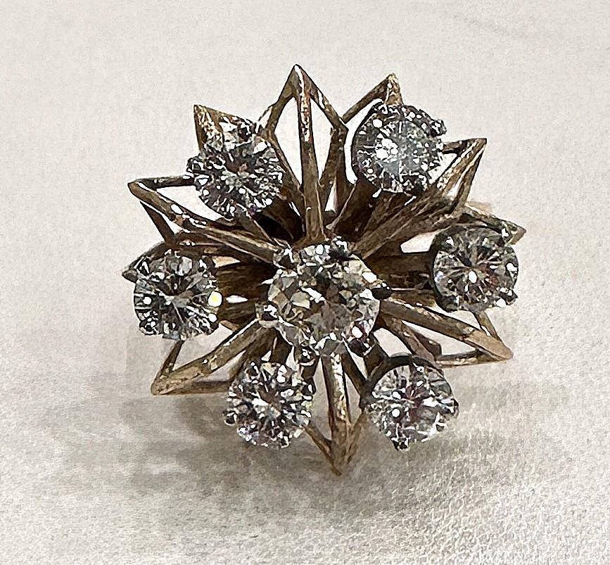 Anillo de cóctel vintage con diamantes de 2,30 qt en Bueno estado para la venta en Los Angeles, CA