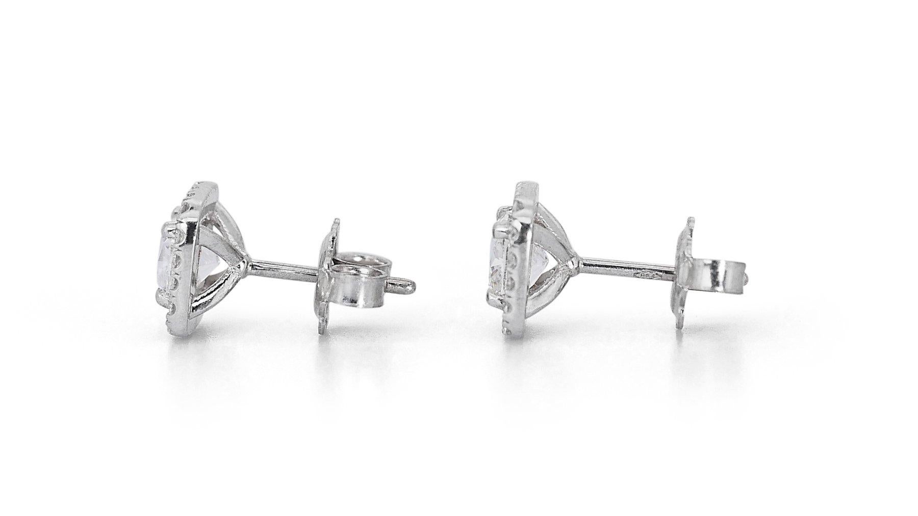 Stunning 2.33ct Diamond Halo Stud Earrings in 18k White Gold - GIA Certified For Sale 1