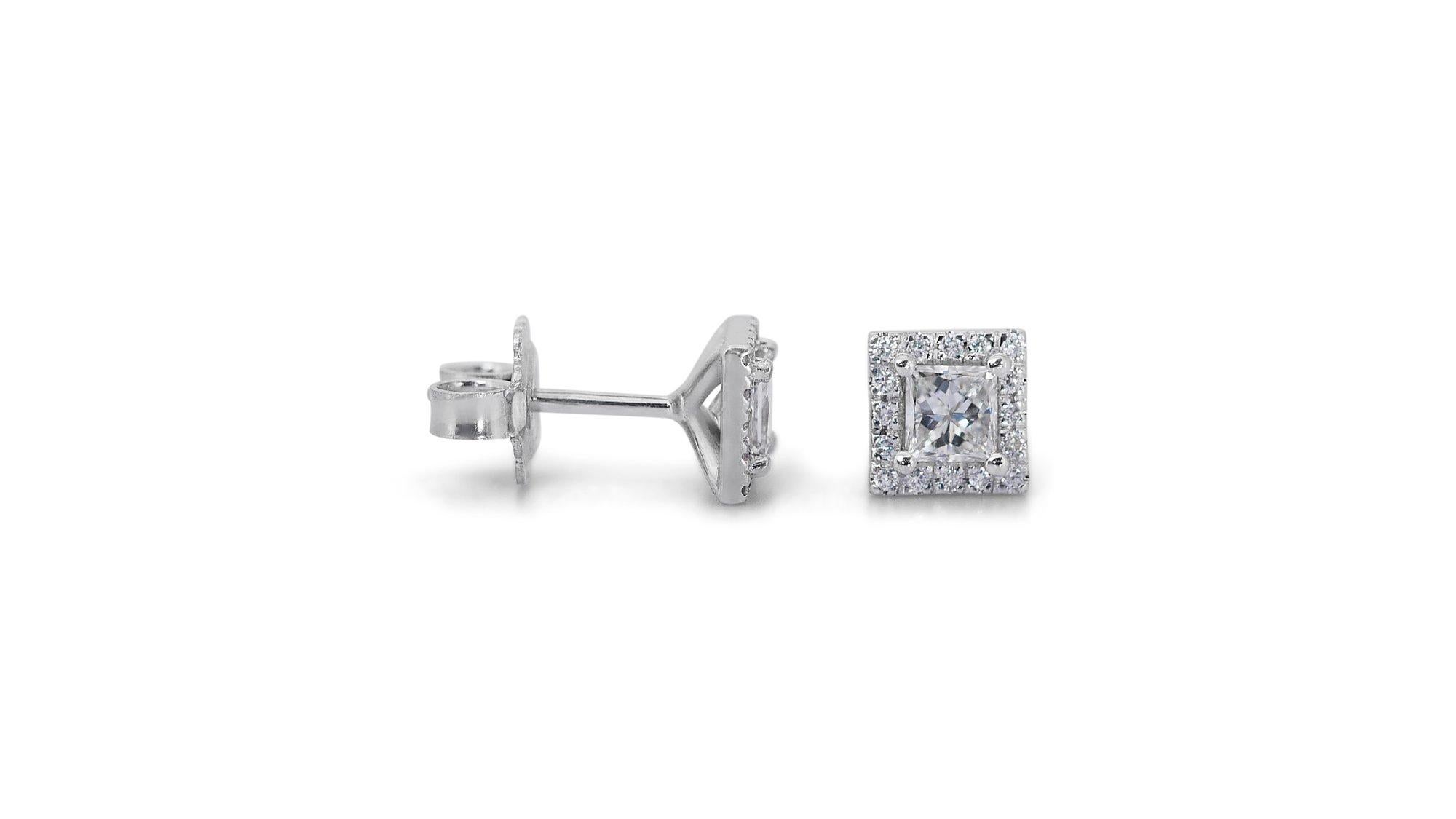 Stunning 2.37ct Diamond Stud Earrings in 18k White Gold - GIA Certified For Sale 2