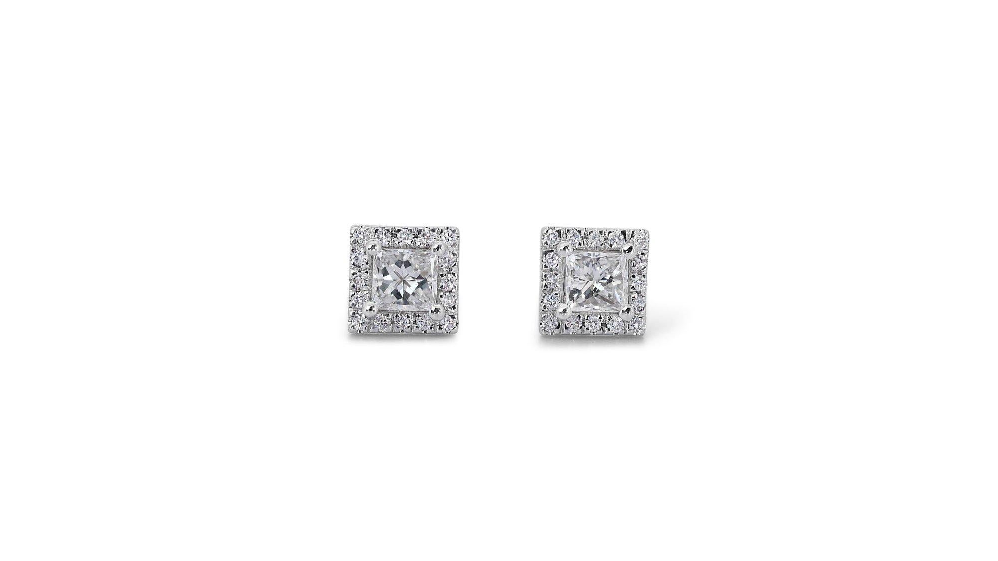 Stunning 2.37ct Diamond Stud Earrings in 18k White Gold - GIA Certified For Sale 4
