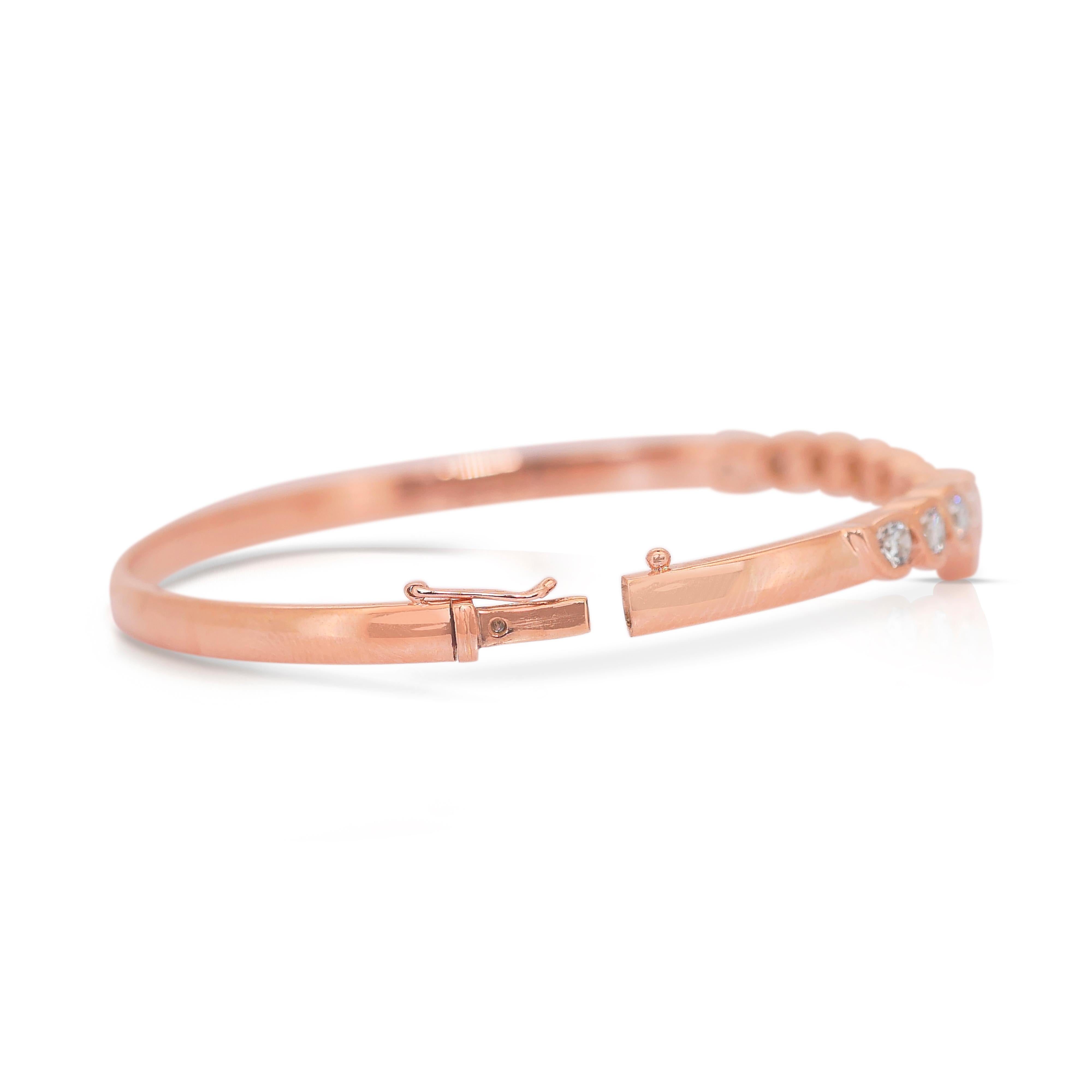 Stunning 2.46ct Diamonds Bracelet in 18k Rose Gold - IGI Certified For Sale 1