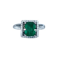 2.48 Carat Colombian Emerald and Diamond Halo Ring