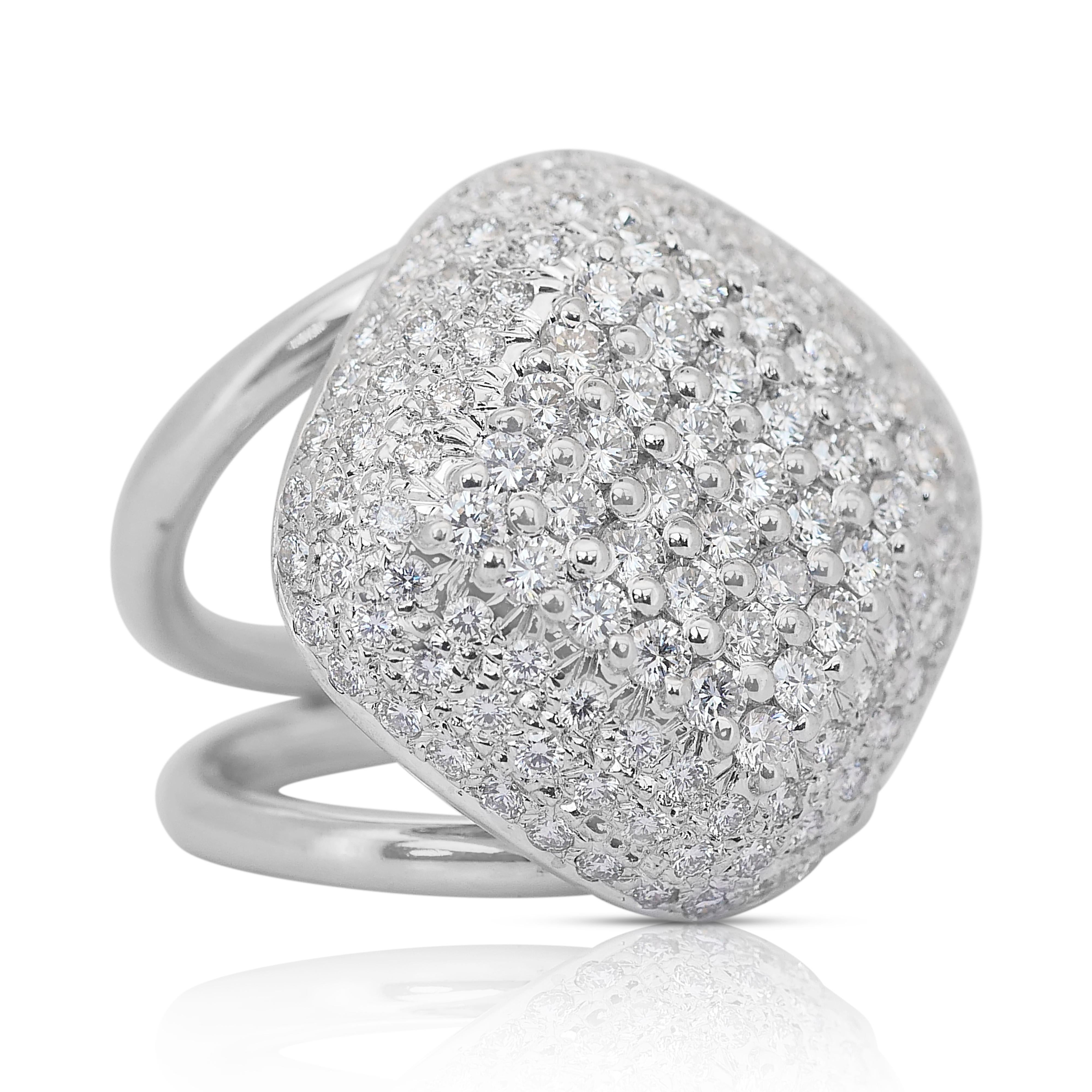 Round Cut Stunning 2.50ct Diamonds Cocktail Ring in 18k White Gold - IGI Certified