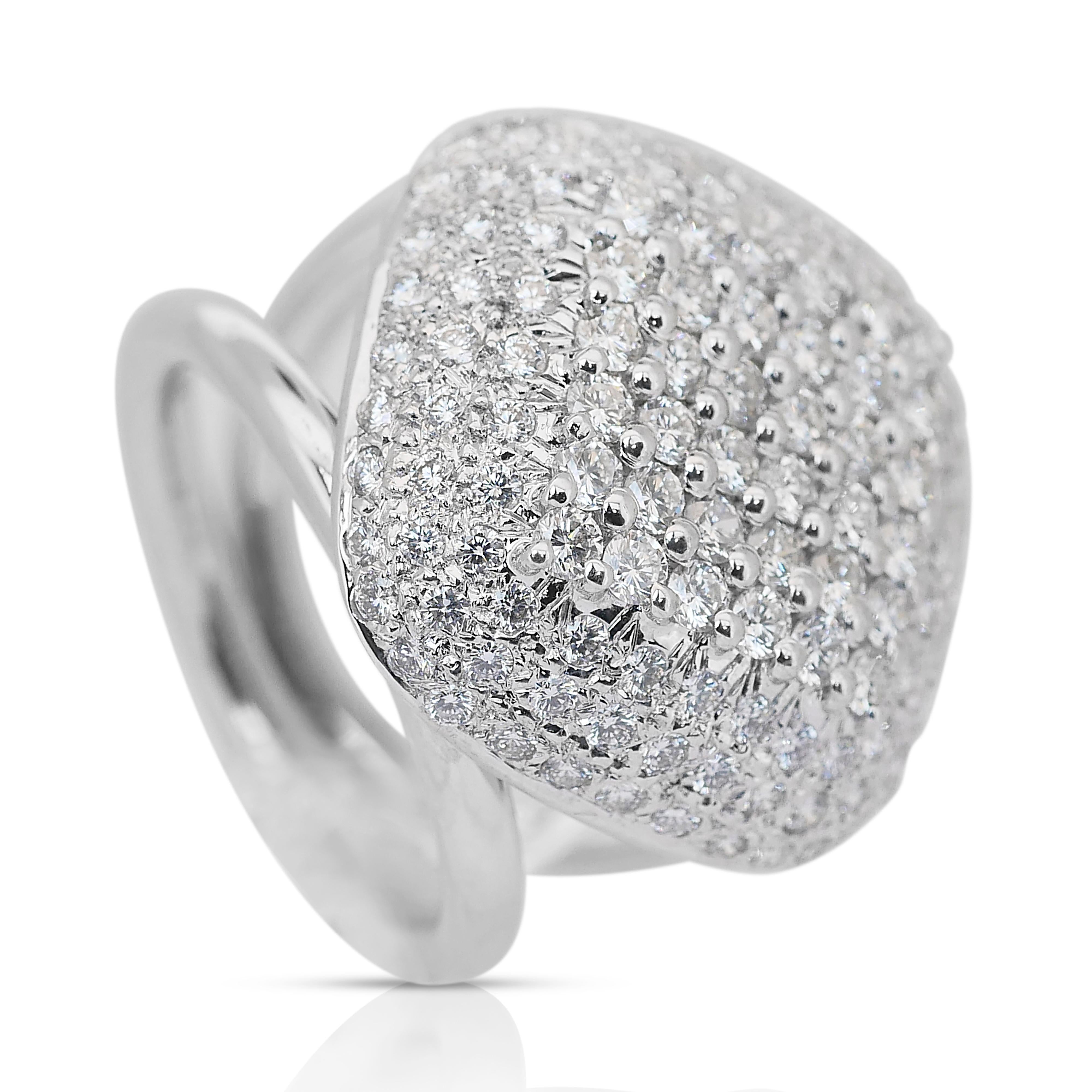 Women's Stunning 2.50ct Diamonds Cocktail Ring in 18k White Gold - IGI Certified