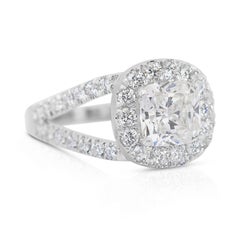 Stunning 2.53ct Diamonds Halo Ring in 18k White Gold - IGI Certified
