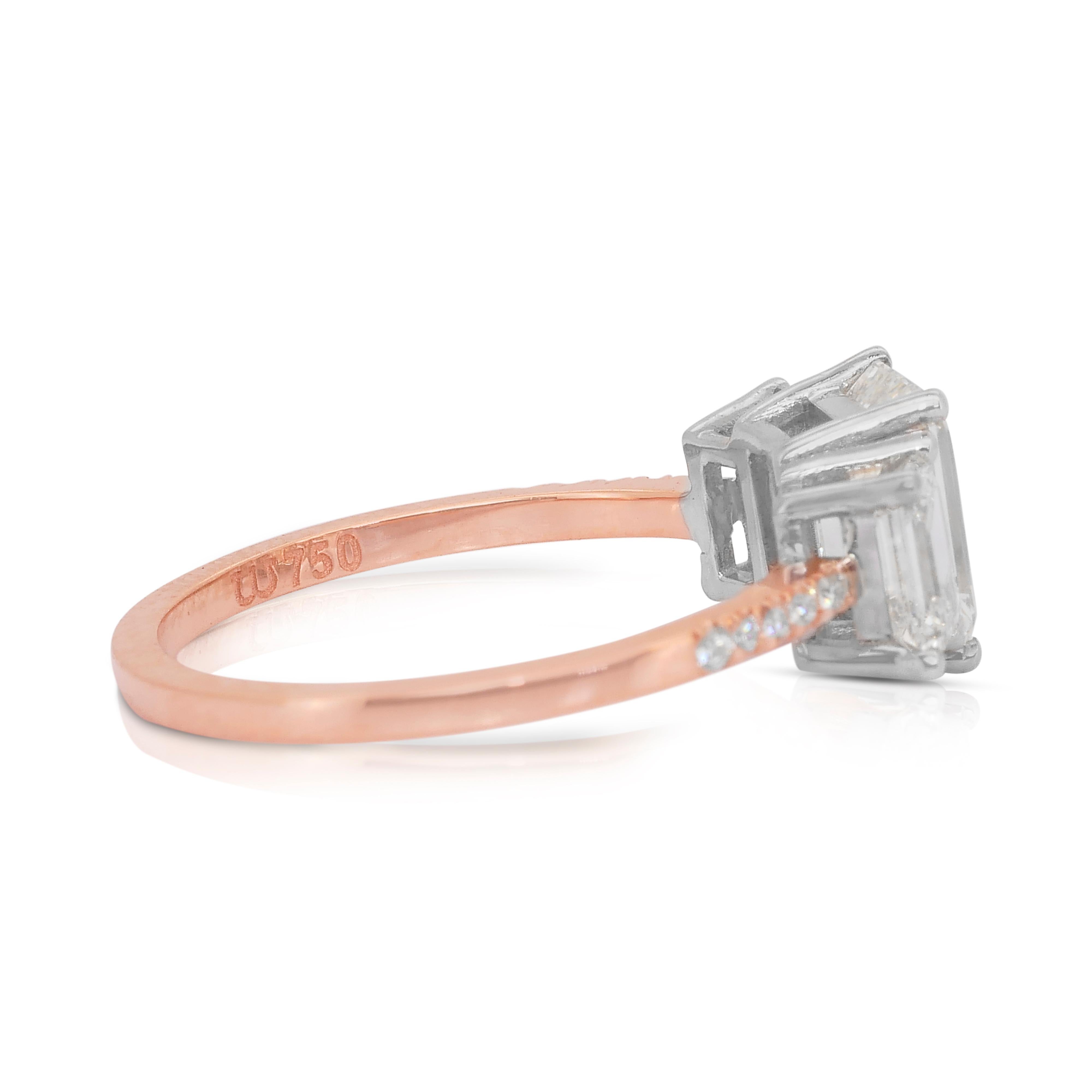 Stupendo anello con 2,57 carati di diamanti in oro rosa e bianco 18k - certificato IGI In condizioni Nuovo in vendita a רמת גן, IL